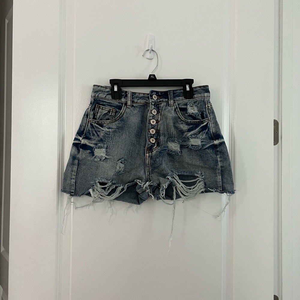 JEANS Distressed Jean Shorts
